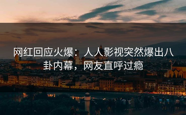 网红回应火爆：人人影视突然爆出八卦内幕，网友直呼过瘾