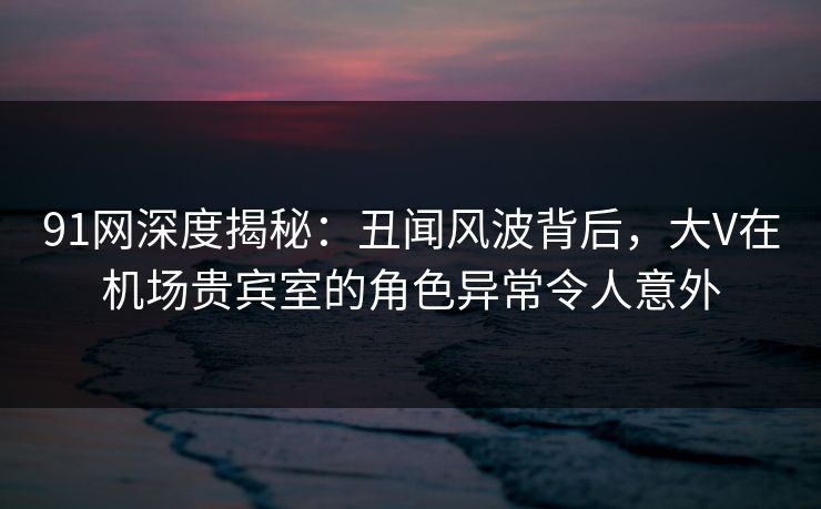 91网深度揭秘：丑闻风波背后，大V在机场贵宾室的角色异常令人意外