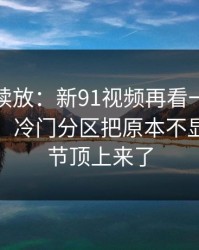 有料继续放：新91视频再看一遍味道全变了，冷门分区把原本不显眼的细节顶上来了