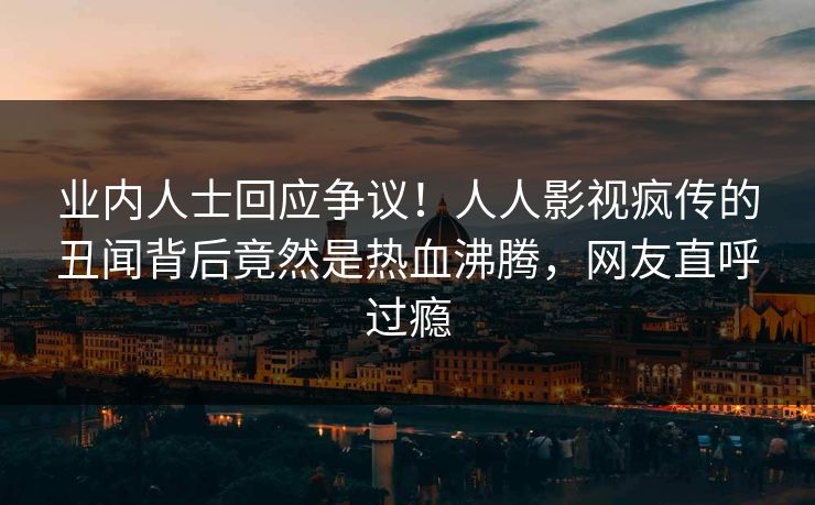 业内人士回应争议！人人影视疯传的丑闻背后竟然是热血沸腾，网友直呼过瘾